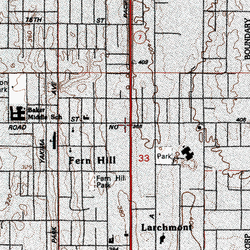 Topographic Map of Fern Hill, WA