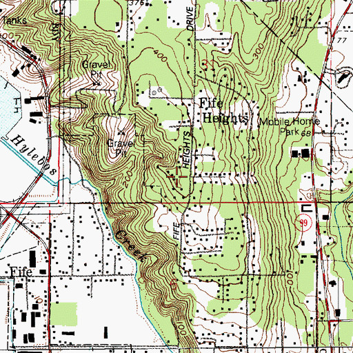 Topographic Map of Fife Heights, WA