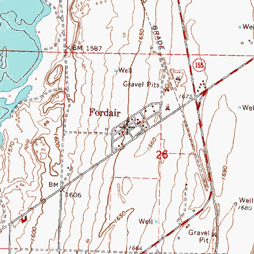 Topographic Map of Fordair, WA
