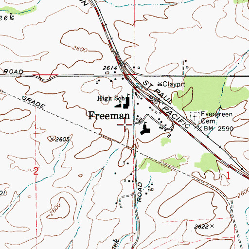 Topographic Map of Freeman, WA