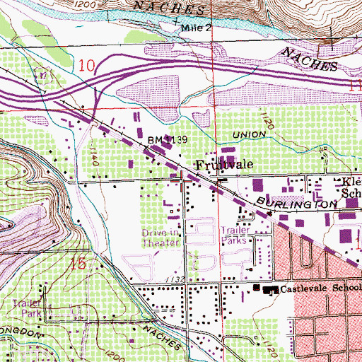 Topographic Map of Fruitvale, WA