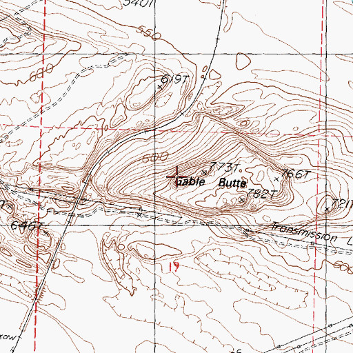 Topographic Map of Gable Butte, WA