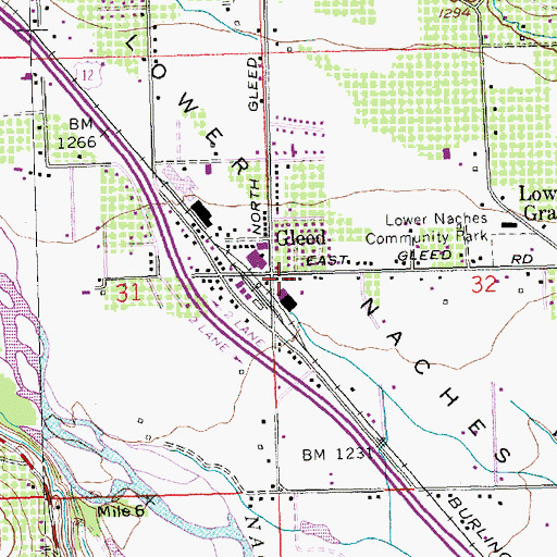 Topographic Map of Gleed, WA