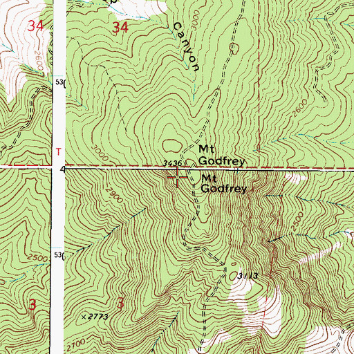 Topographic Map of Mount Godfrey, WA