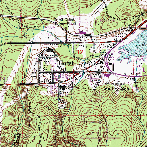 Topographic Map of Gorst, WA