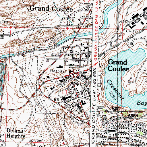Topographic Map of Grand Coulee, WA