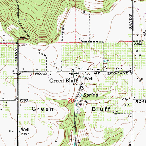 Topographic Map of Green Bluff, WA