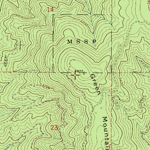Topographic Map of Green Mountain, WA