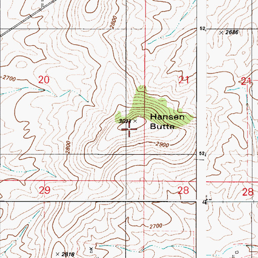 Topographic Map of Hansen Butte, WA