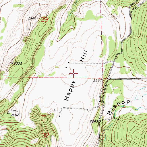 Topographic Map of Happy Hill, WA