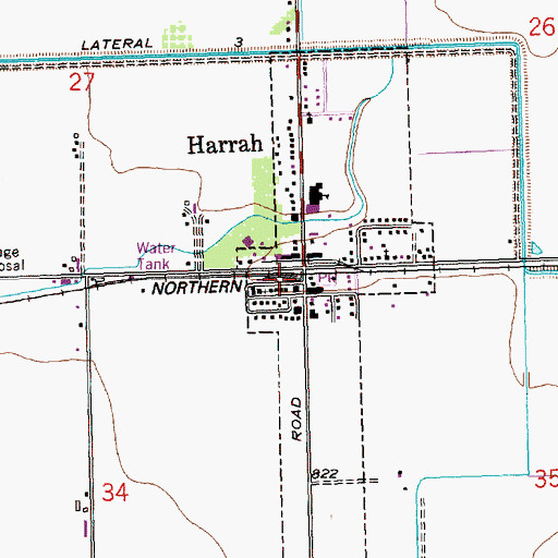 Topographic Map of Harrah, WA