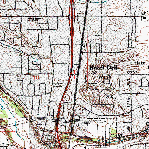 Topographic Map of Hazel Dell, WA