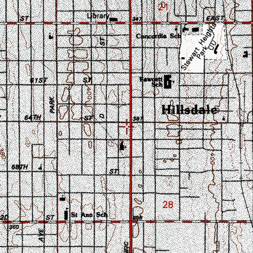 Topographic Map of Hillsdale, WA