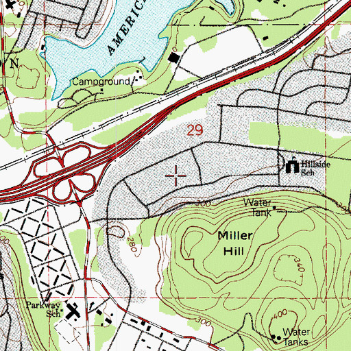 Topographic Map of Hillside, WA
