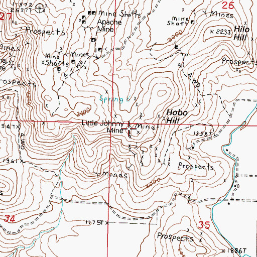 Topographic Map of Hobo Hill, WA