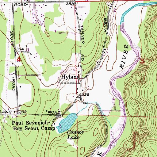Topographic Map of Hyland, WA