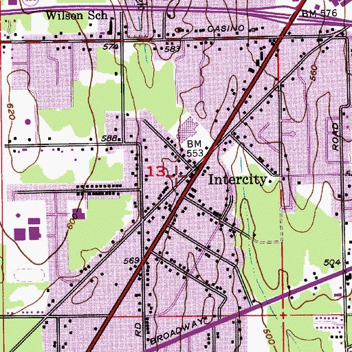 Topographic Map of Intercity, WA