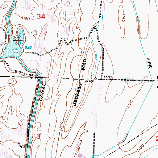 Topographic Map of Jackass Mountain, WA