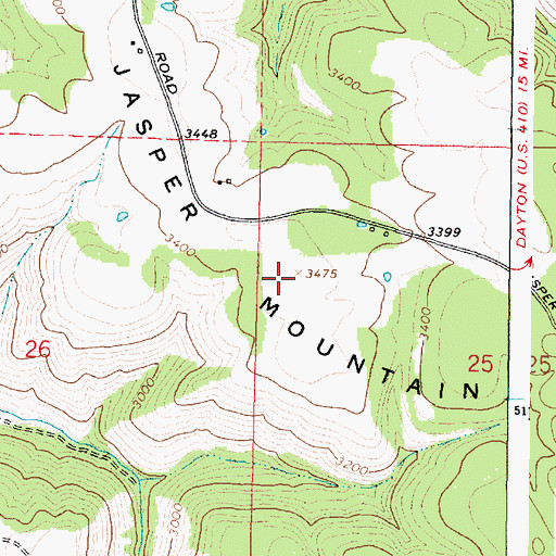 Topographic Map of Jasper Mountain, WA