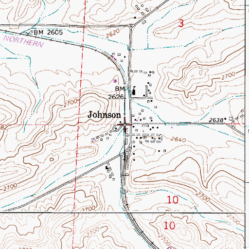 Topographic Map of Johnson, WA