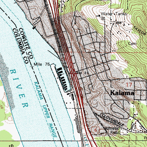 Topographic Map of Kalama, WA