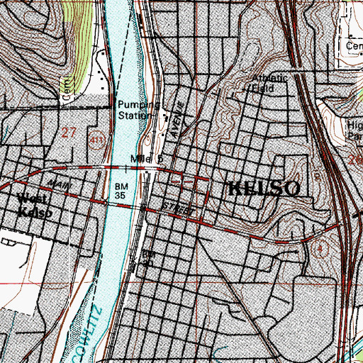 Topographic Map of Kelso, WA