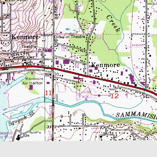 Topographic Map of Kenmore, WA