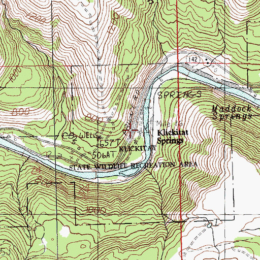 Topographic Map of Klickitat Springs, WA