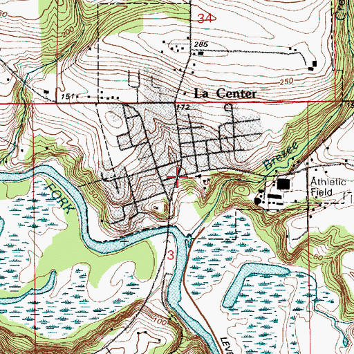 Topographic Map of La Center, WA