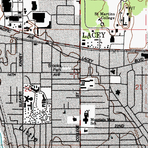 Topographic Map of Lacey, WA