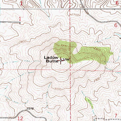 Topographic Map of Ladow Butte, WA