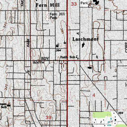 Topographic Map of Larchmont, WA