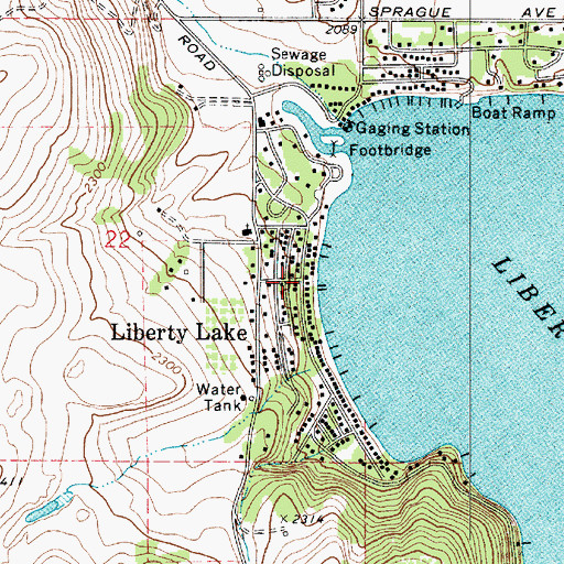 Topographic Map of Liberty Lake, WA