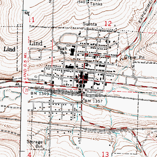 Topographic Map of Lind, WA
