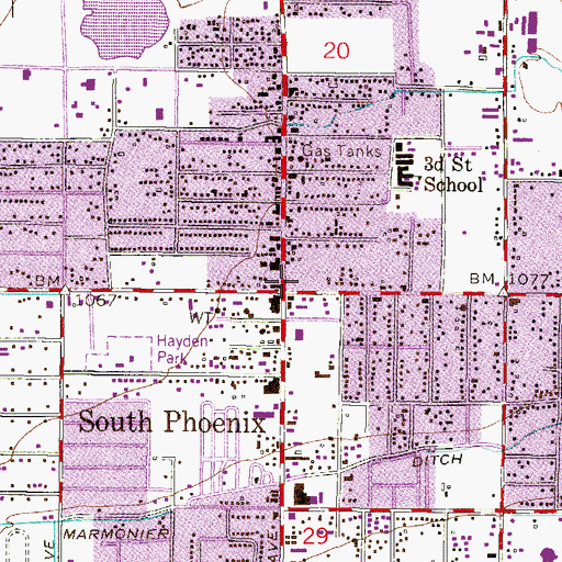 Topographic Map of The Broadway Shopping Center, AZ
