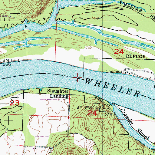 Topographic Map of Slaughter Ferry (historical), AL