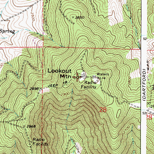 Topographic Map of Lookout Mountain, WA