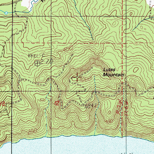 Topographic Map of Lutes Mountain, WA