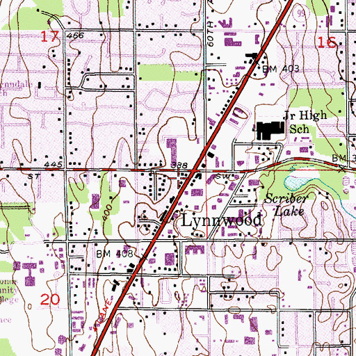 Topographic Map of Lynnwood, WA