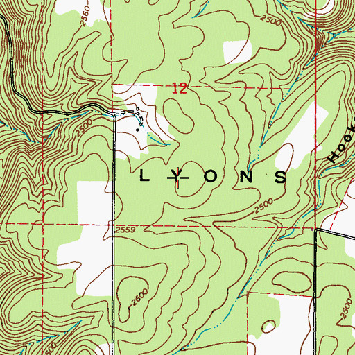 Topographic Map of Lyons Hill, WA