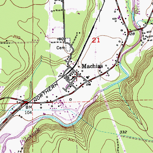 Topographic Map of Machias, WA