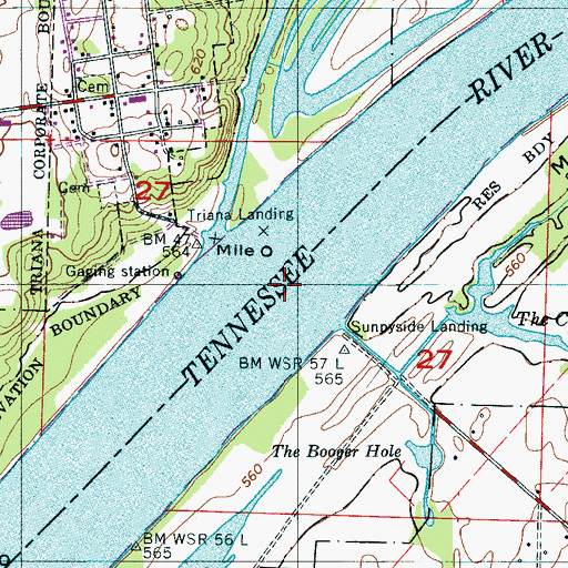 Topographic Map of Sunnyside Ferry (historical), AL