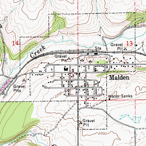 Topographic Map of Malden, WA