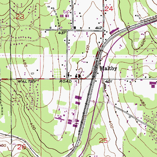 Topographic Map of Maltby, WA