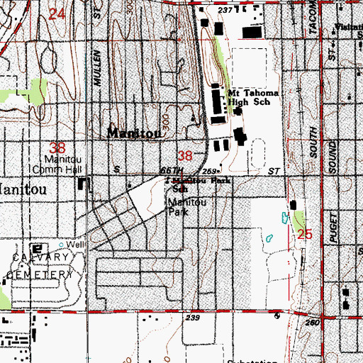 Topographic Map of Manitou, WA