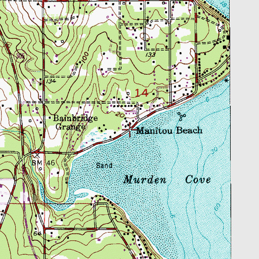 Topographic Map of Manitou Beach, WA