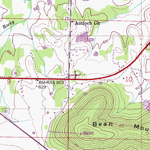 Topographic Map of Union Church of Christ, AL