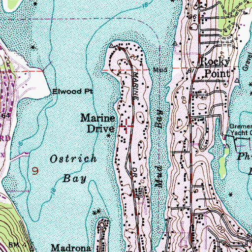 Topographic Map of Marine Drive, WA