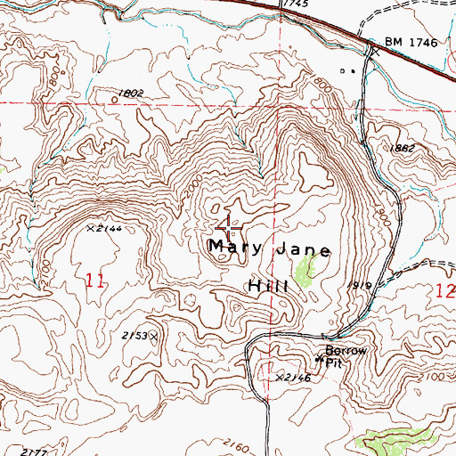 Topographic Map of Mary Jane Hill, WA
