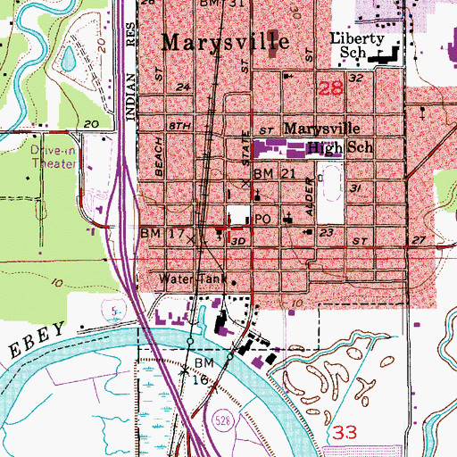 Topographic Map of Marysville, WA